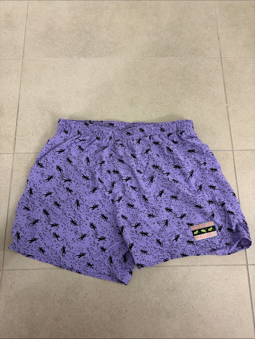 Gecko Hawaii Unisex Purple Printed Volley Shorts